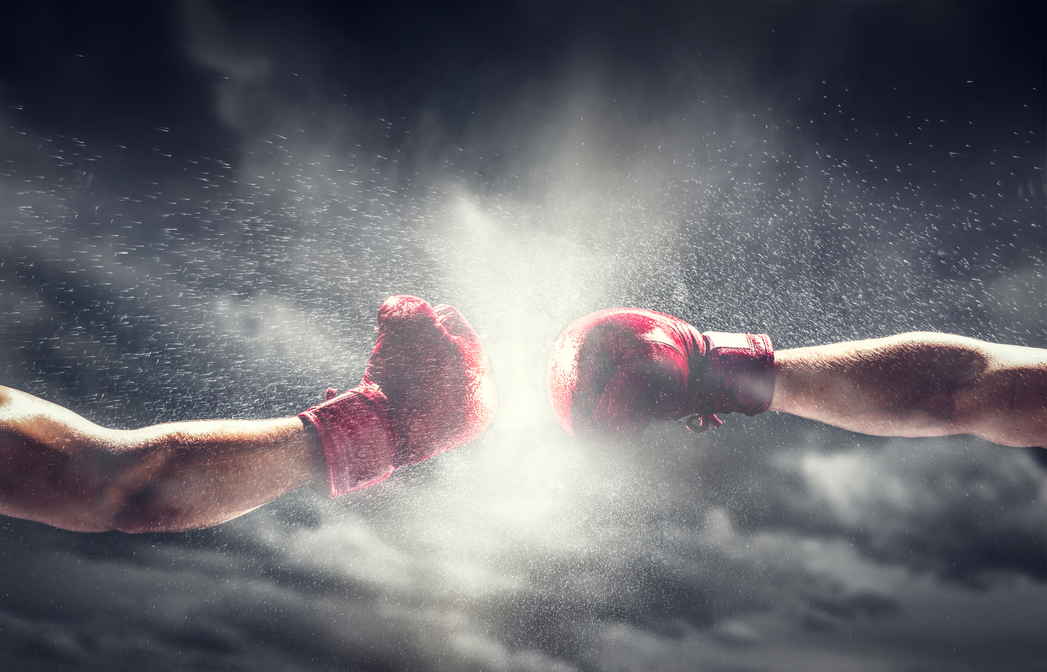 Two Boxing Gloves Punch. Box and Fight